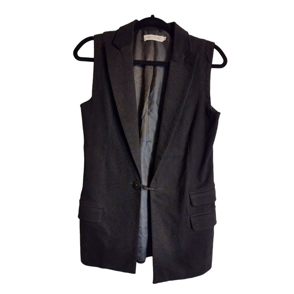 Black Vest Blazer Size Small Single Button Business Casual